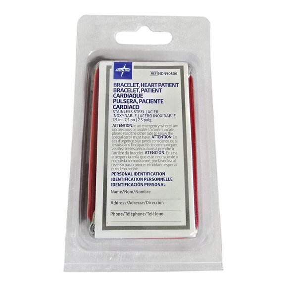 NEW MedLine Heart Patient Medical Alert ID Bracelet 7.5" Stainless Steel - Picture 3 of 3
